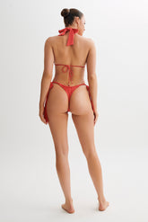 Danika Satin Knot Bikini Bottom - Pomegranate